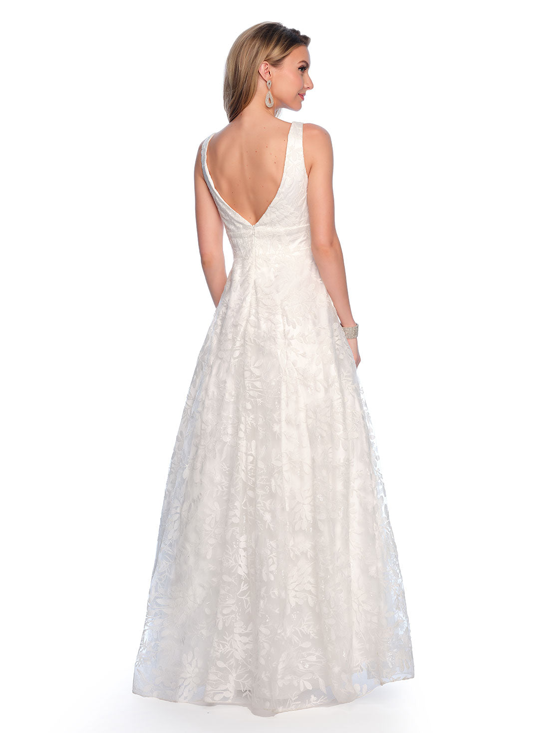 Dave & Johnny Bridal 10591W - V-Neck Lace Detail Bridal Gown
