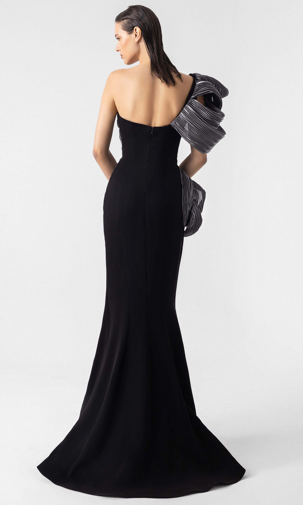 MNM Couture G1913 - Asymmetric Mermaid Gown with Sculpted Pleats Evening Dresses