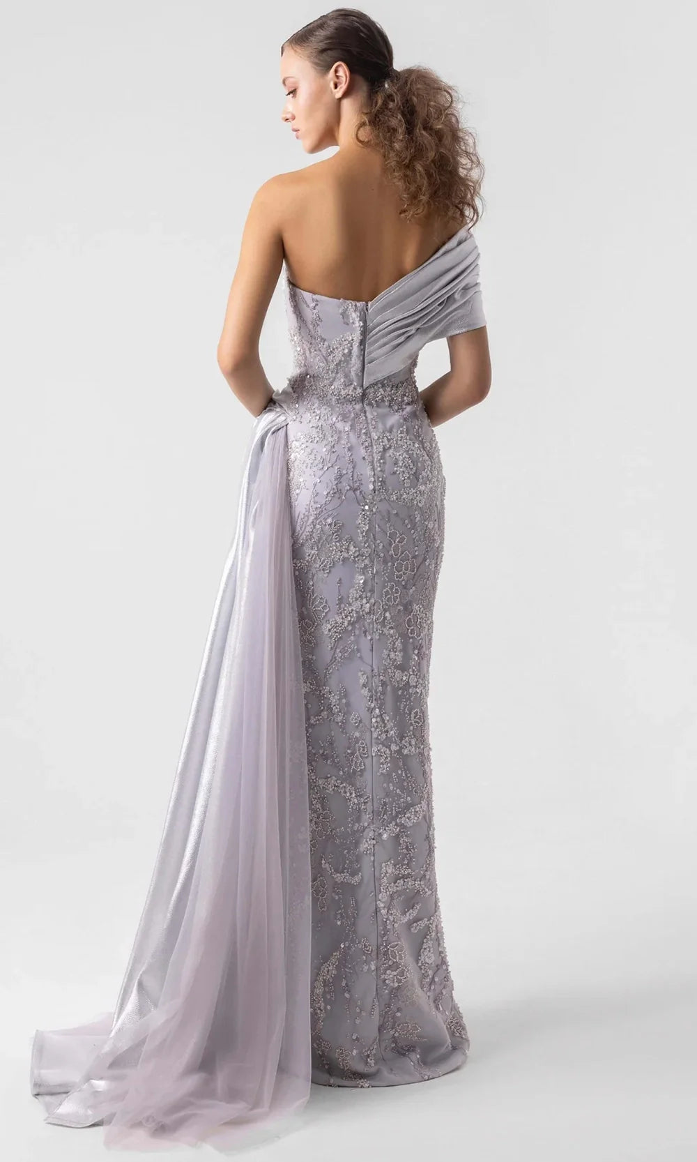 MNM Couture G1932 - Asymmetric Sheath Gown with Side Drape Evening Dresses