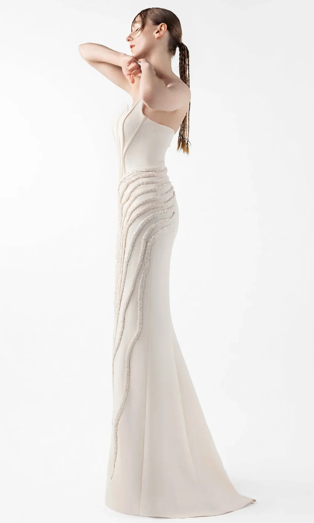 MNM Couture G2032 - Corset Bodice Long Gown with Bead Detail Formal Gowns