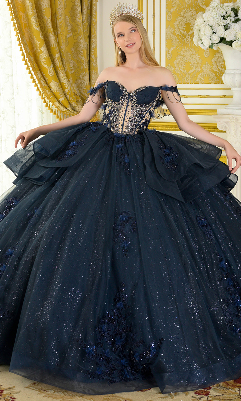 Elizabeth K GL3676 - Long Tulle Ballgown Dress