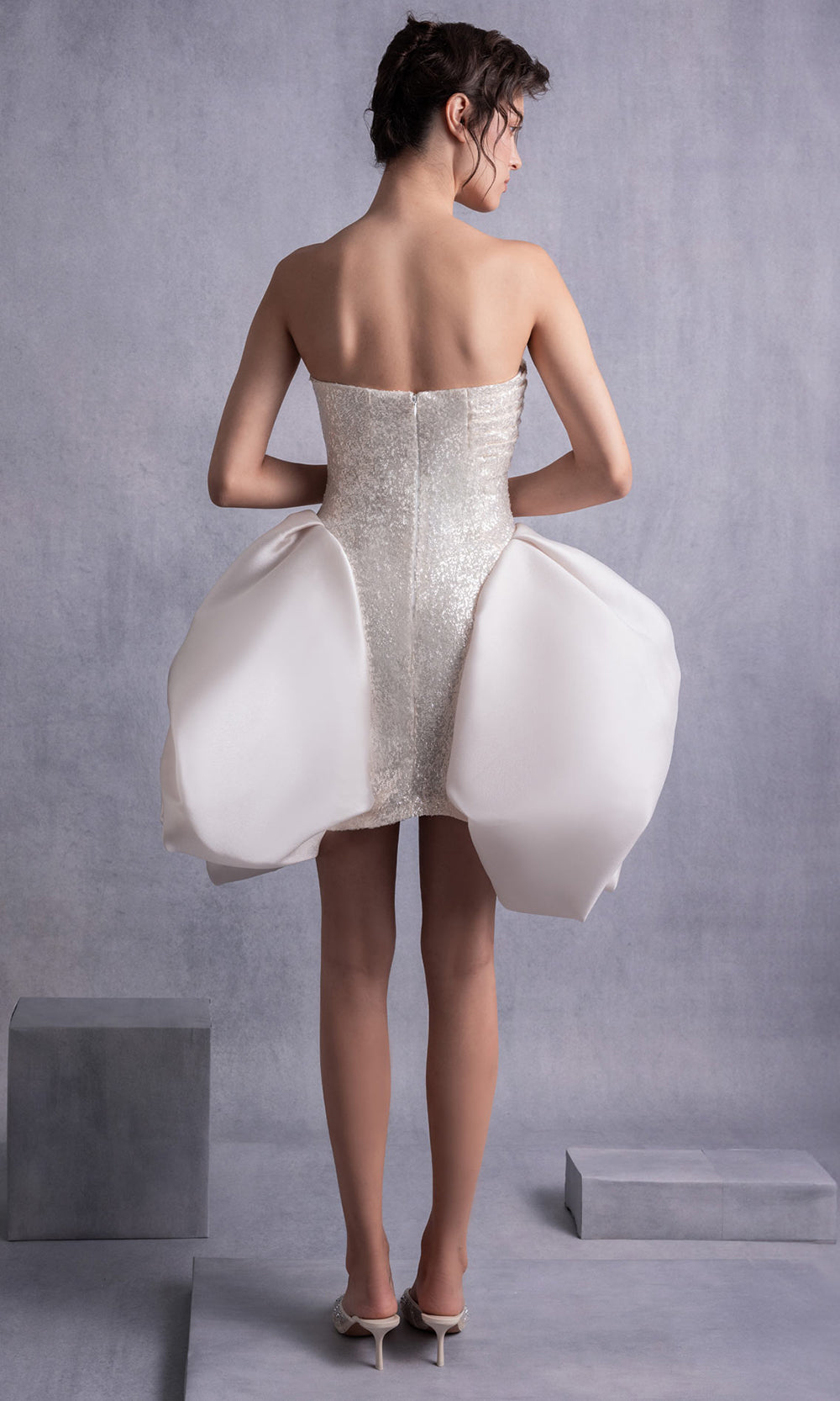 MNM Couture GOS2501 - Strapless Organza Flare Short Dress Cocktail Dresses