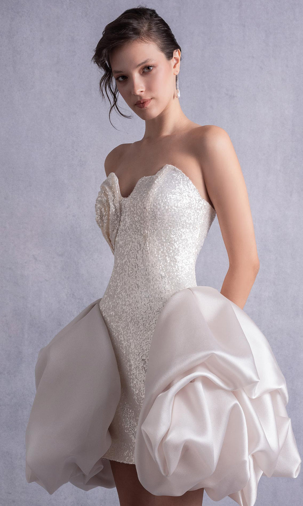 MNM Couture GOS2501 - Strapless Organza Flare Short Dress Cocktail Dresses