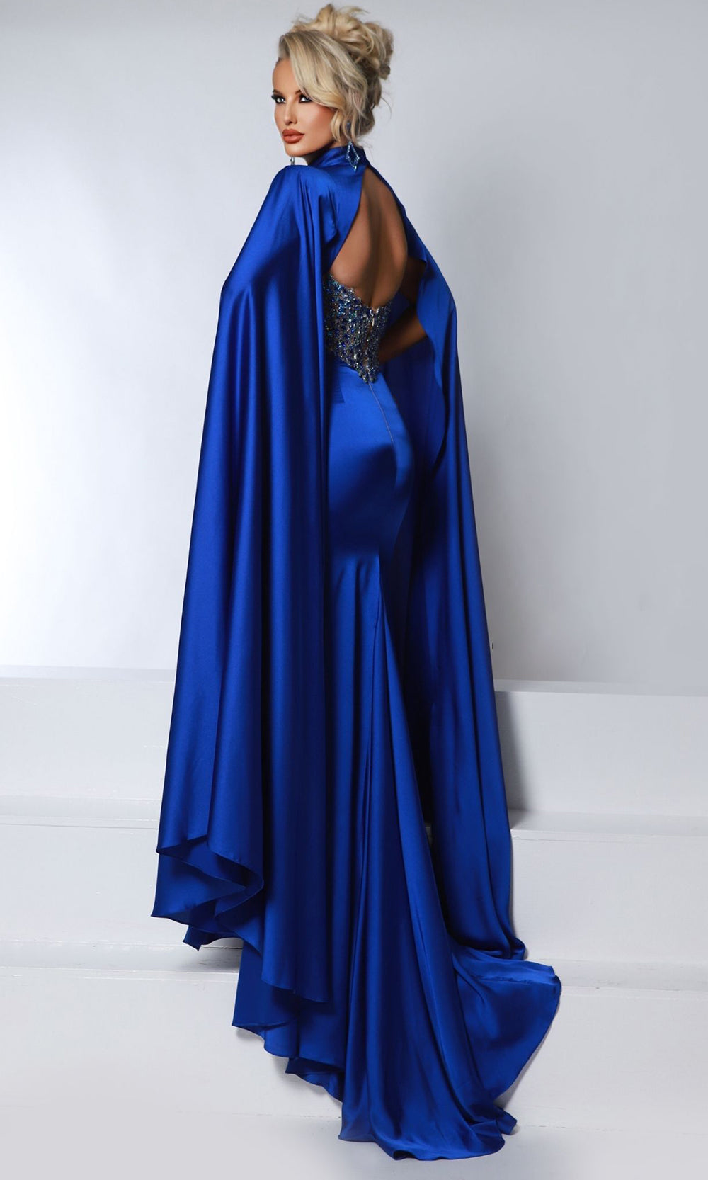 Johnathan Kayne 2957 - Cape Sleeve Cutout Evening Gown