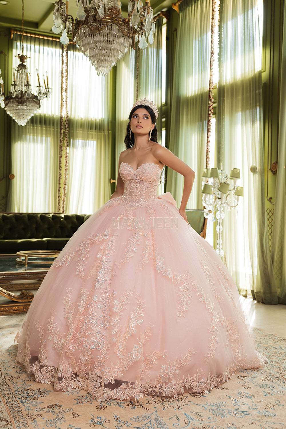 May Queen LK251 - Applique Cape Ballgown