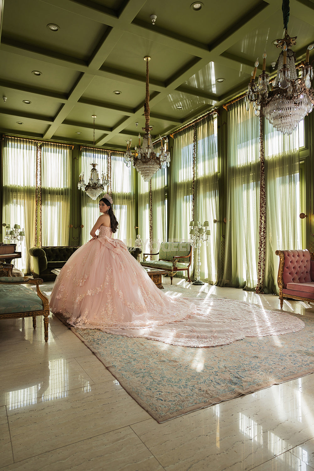 May Queen LK251 - Applique Cape Ballgown