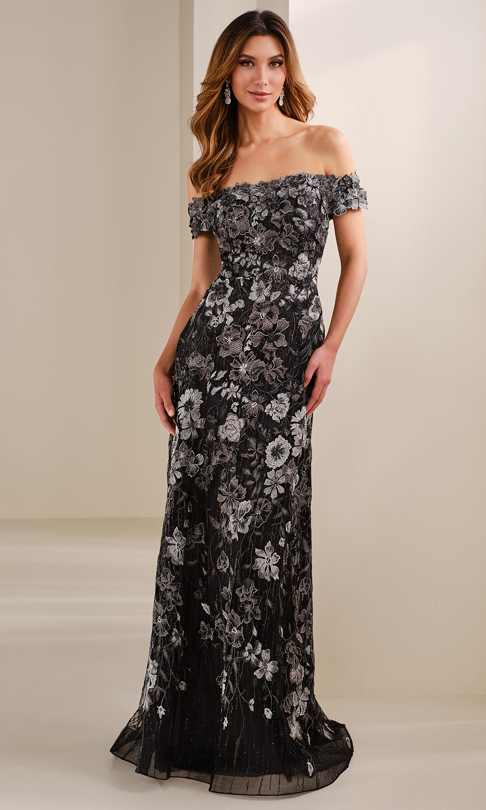 Montage by Mon Cheri M3112 - Straight Across Floral Embroidered Gown Formal Gowns