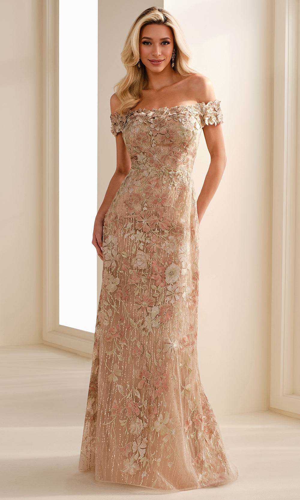 Montage by Mon Cheri M3112 - Straight Across Floral Embroidered Gown Mother of the Bride Dresses