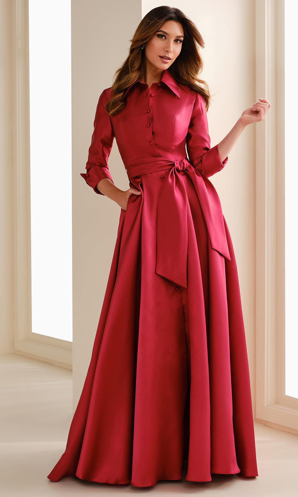 Montage by Mon Cheri M3114 - Button Front A-Line Gown with Sash Mother of the Bride Dresses