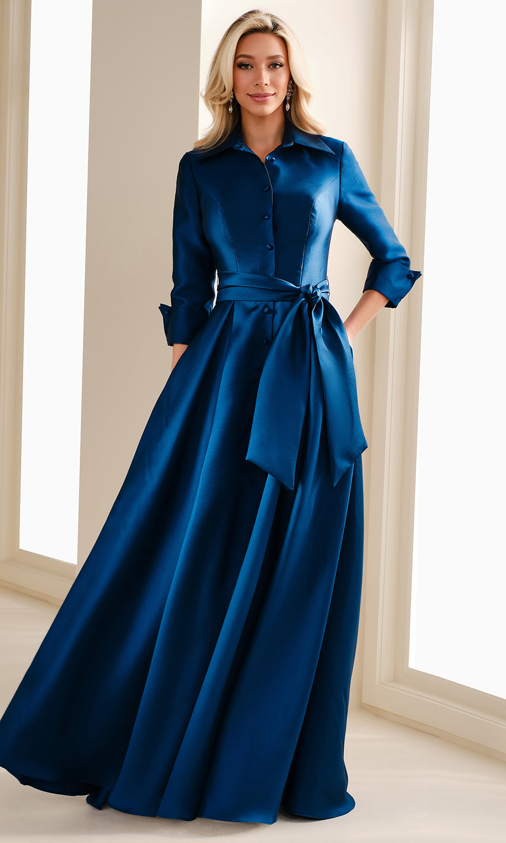 Montage by Mon Cheri M3114 - Button Front A-Line Gown with Sash Mother of the Bride Dresses