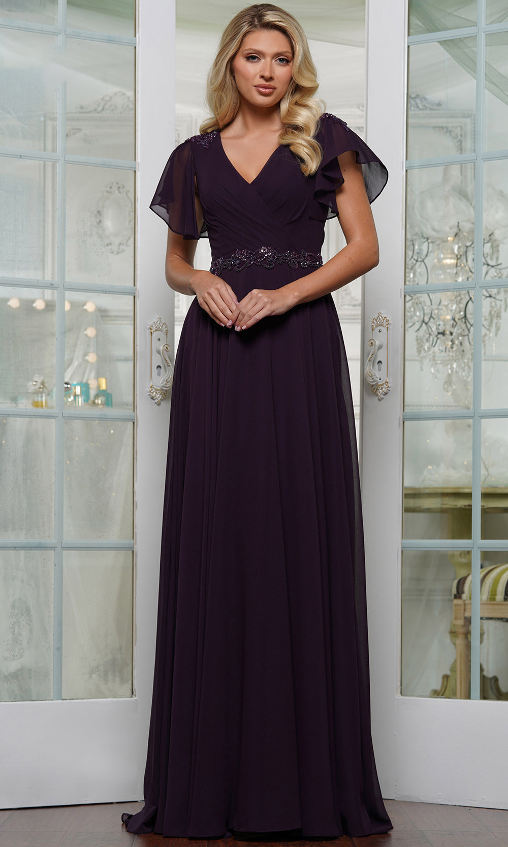 Marsoni by Colors M328 - Flutter Sleeve Chiffon Evening Dress Special Occasion Dress