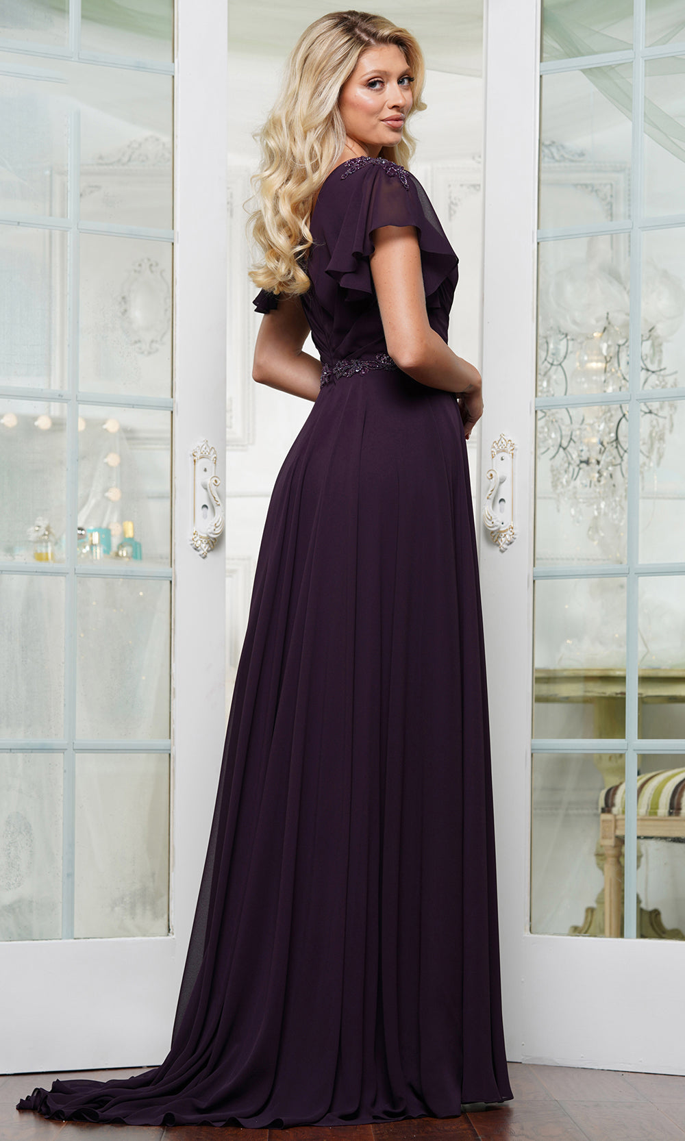Marsoni by Colors M328 - Flutter Sleeve Chiffon Evening Dress Special Occasion Dress