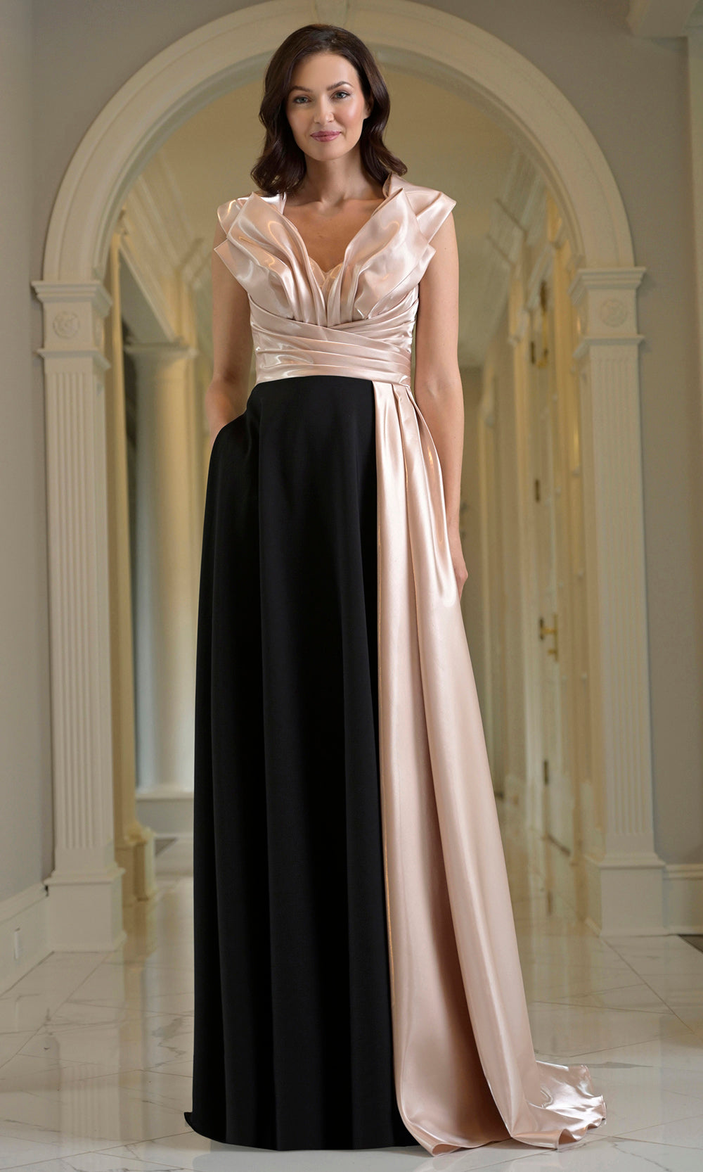 Marsoni by Colors M345 - Long Mirrored Organza A-line Dress