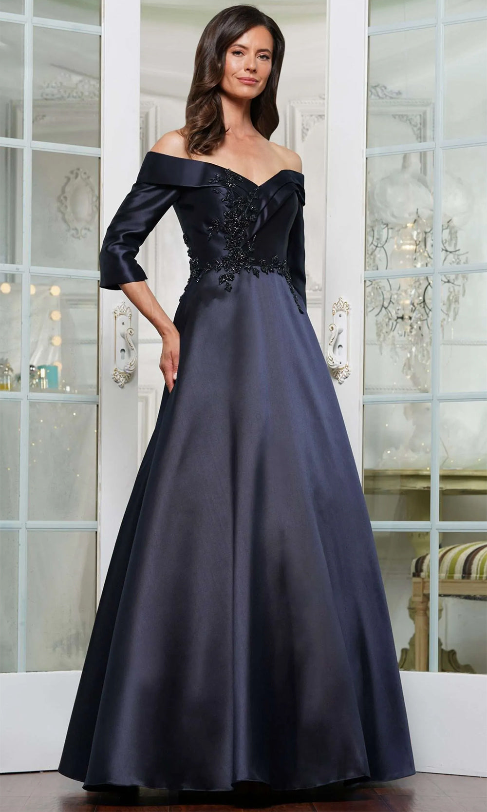 Marsoni by Colors MV1336 - Off Shoulder A-Line Evening Dress Mother of the Bride Dresses