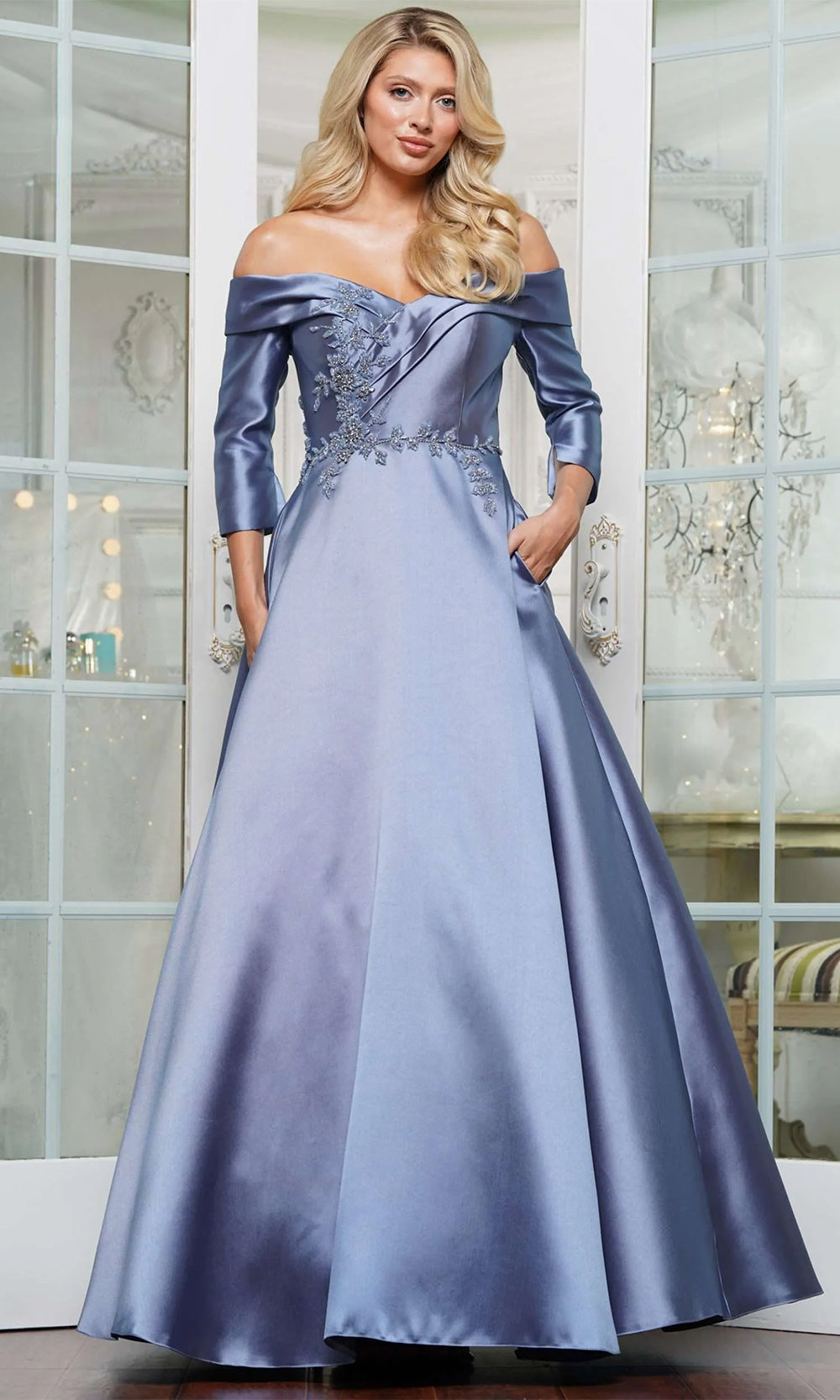 Marsoni by Colors MV1336 - Off Shoulder A-Line Evening Dress Mother of the Bride Dresses