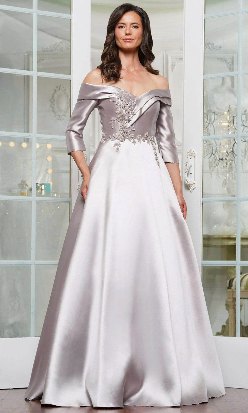 Marsoni by Colors MV1336 - Off Shoulder A-Line Evening Dress Mother of the Bride Dresses