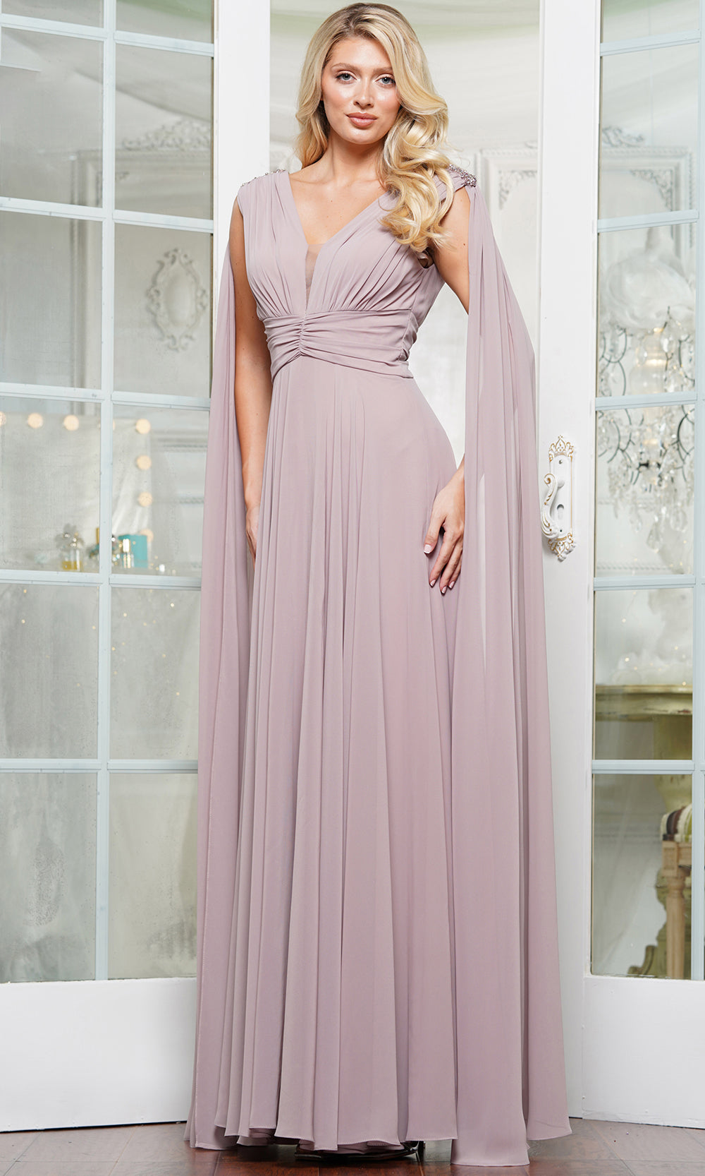 Marsoni by Colors MV1349 - Plunging Neckline Chiffon Formal Gown Evening Dresses