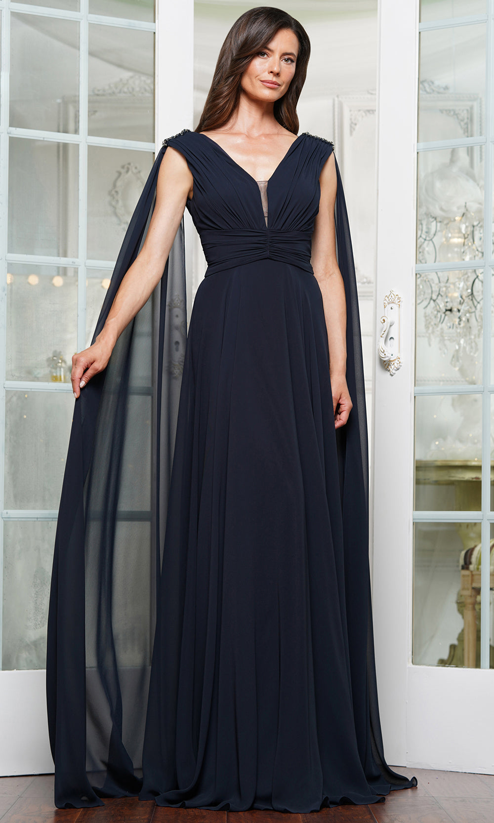 Marsoni by Colors MV1349 - Plunging Neckline Chiffon Formal Gown Evening Dresses