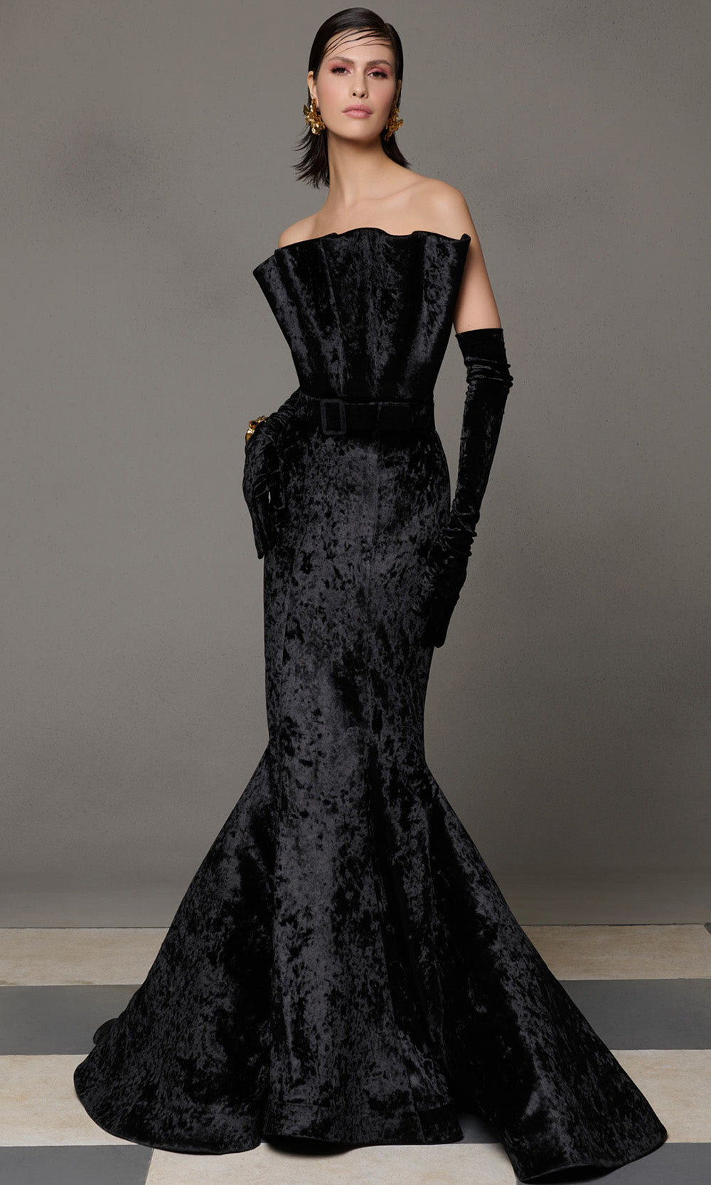 MNM Couture N0631 - Strapless Mermaid Gown with Matching Belt Evening Dresses