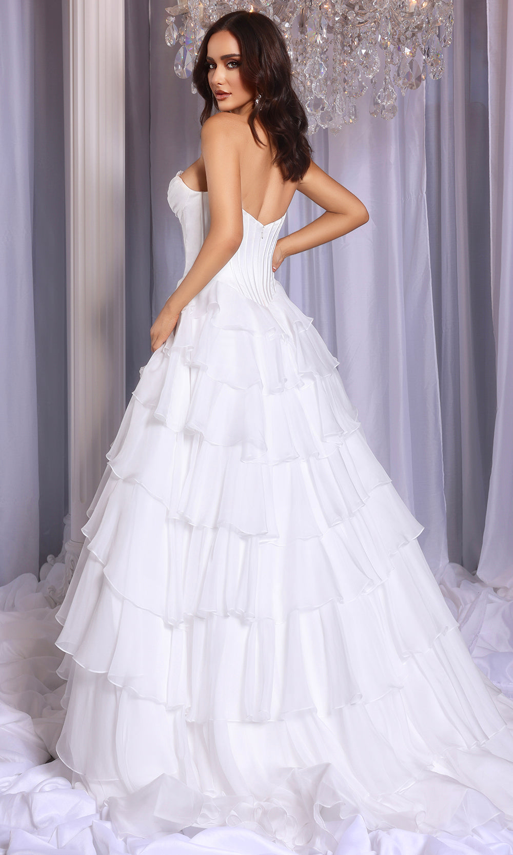 Portia and Scarlett PS25963 - Strapless Corset Slit Evening Gown Prom Dresses