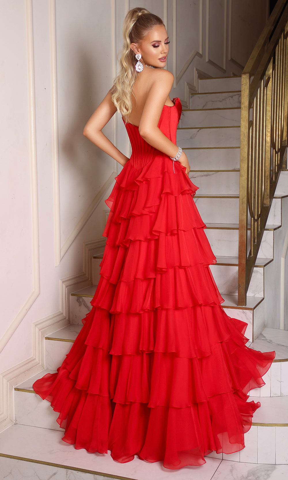 Portia and Scarlett PS25963 - Strapless Corset Slit Evening Gown Prom Dresses