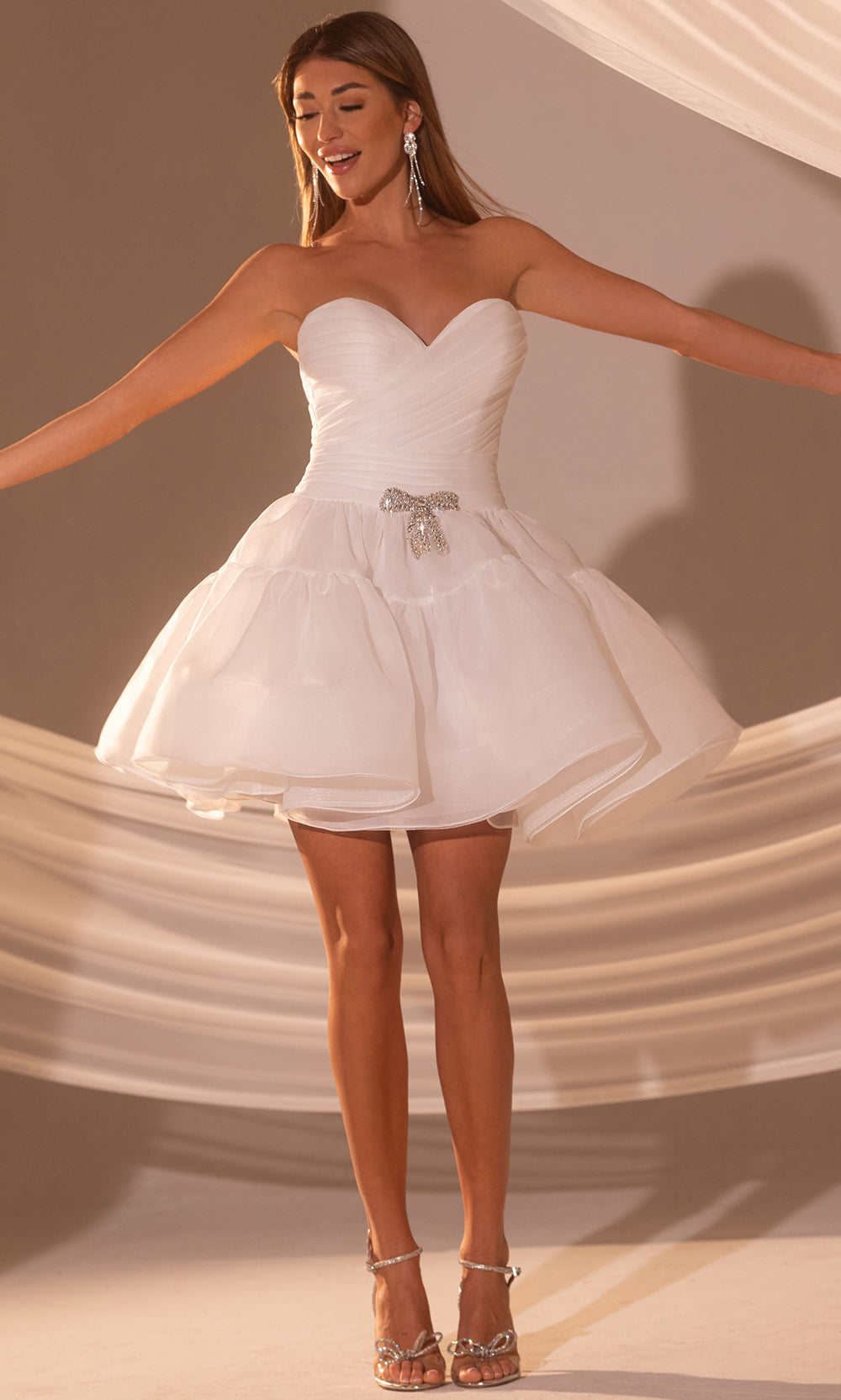 Rachel Allan RB1002 - Sweetheart Beaded Bow Short Dress Cocktail Dresses