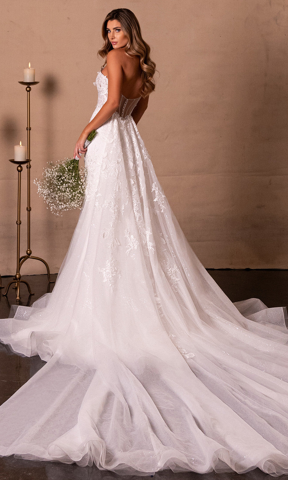 Rachel Allan RB2216 - Glitter Tulle Deep Sweetheart Bridal Gown Wedding Dresses