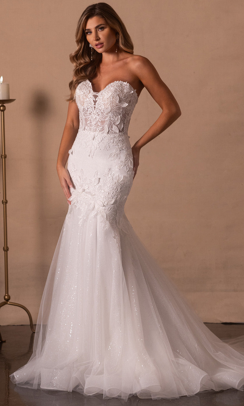 Rachel Allan RB2216 - Glitter Tulle Deep Sweetheart Bridal Gown Wedding Dresses