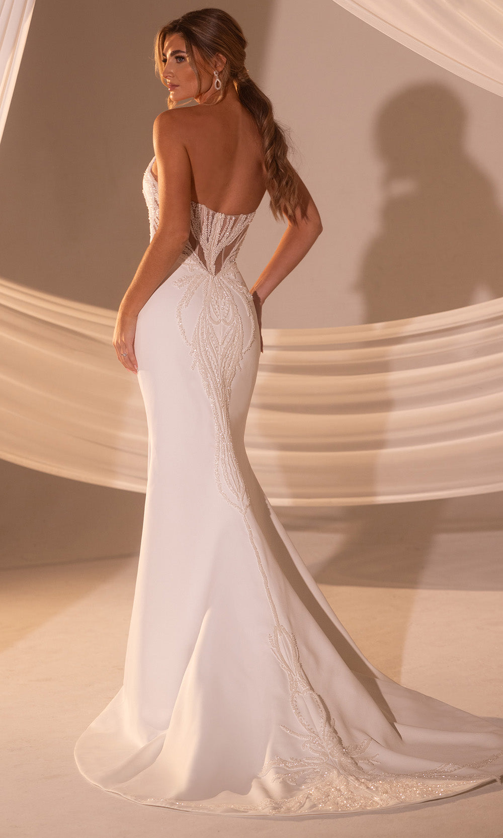 Rachel Allan RB2218 - Illusion Back Beaded Appliqued Bridal Gown Wedding Dresses