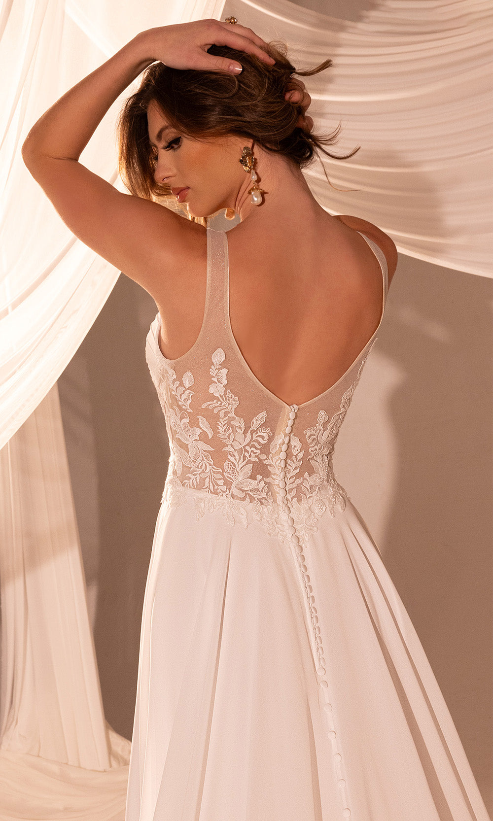 Rachel Allan RB3225 - Plunging Neck Lace Appliqued Gown Wedding Dresses