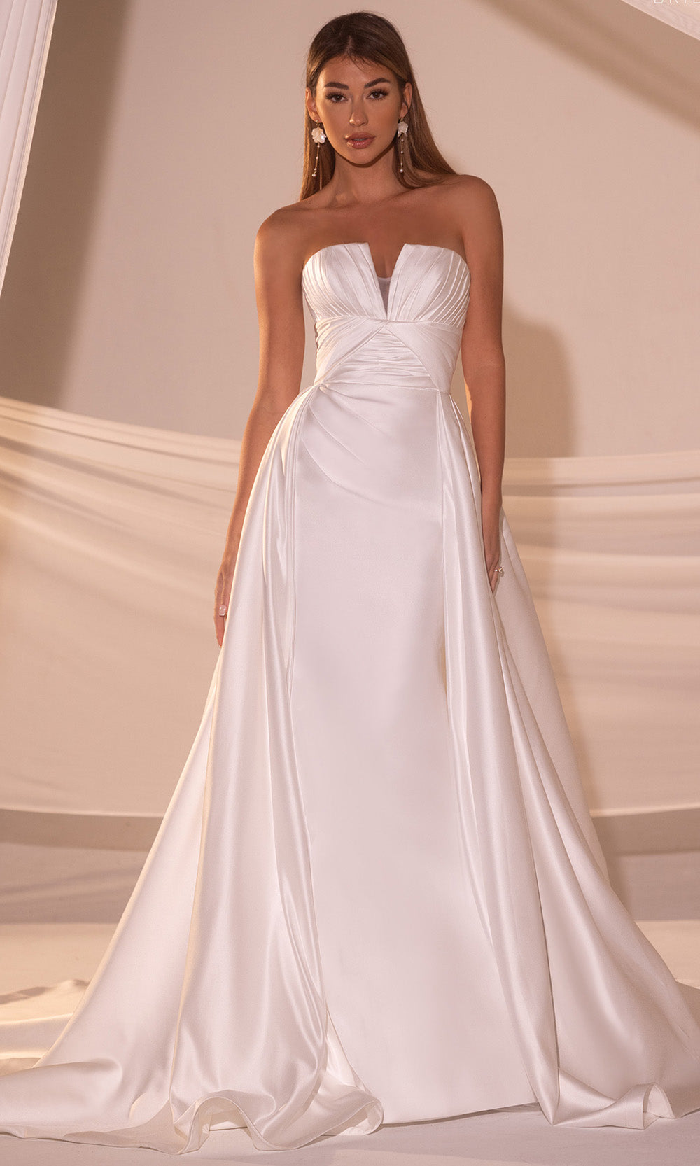 Rachel Allan RB3226 - V-Neck Wedding Gown with Overskirt Wedding Dresses