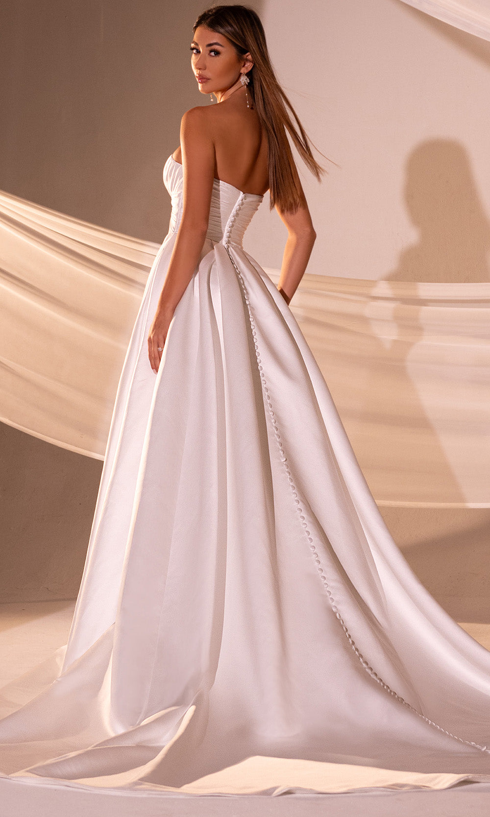 Rachel Allan RB3226 - V-Neck Wedding Gown with Overskirt Wedding Dresses