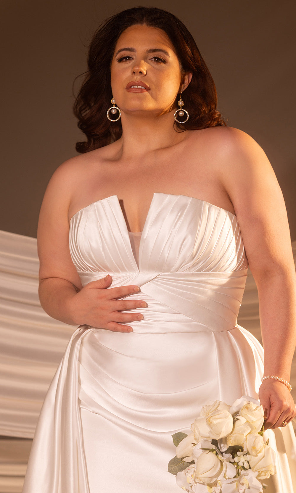 Rachel Allan RB3226 - V-Neck Wedding Gown with Overskirt Wedding Dresses