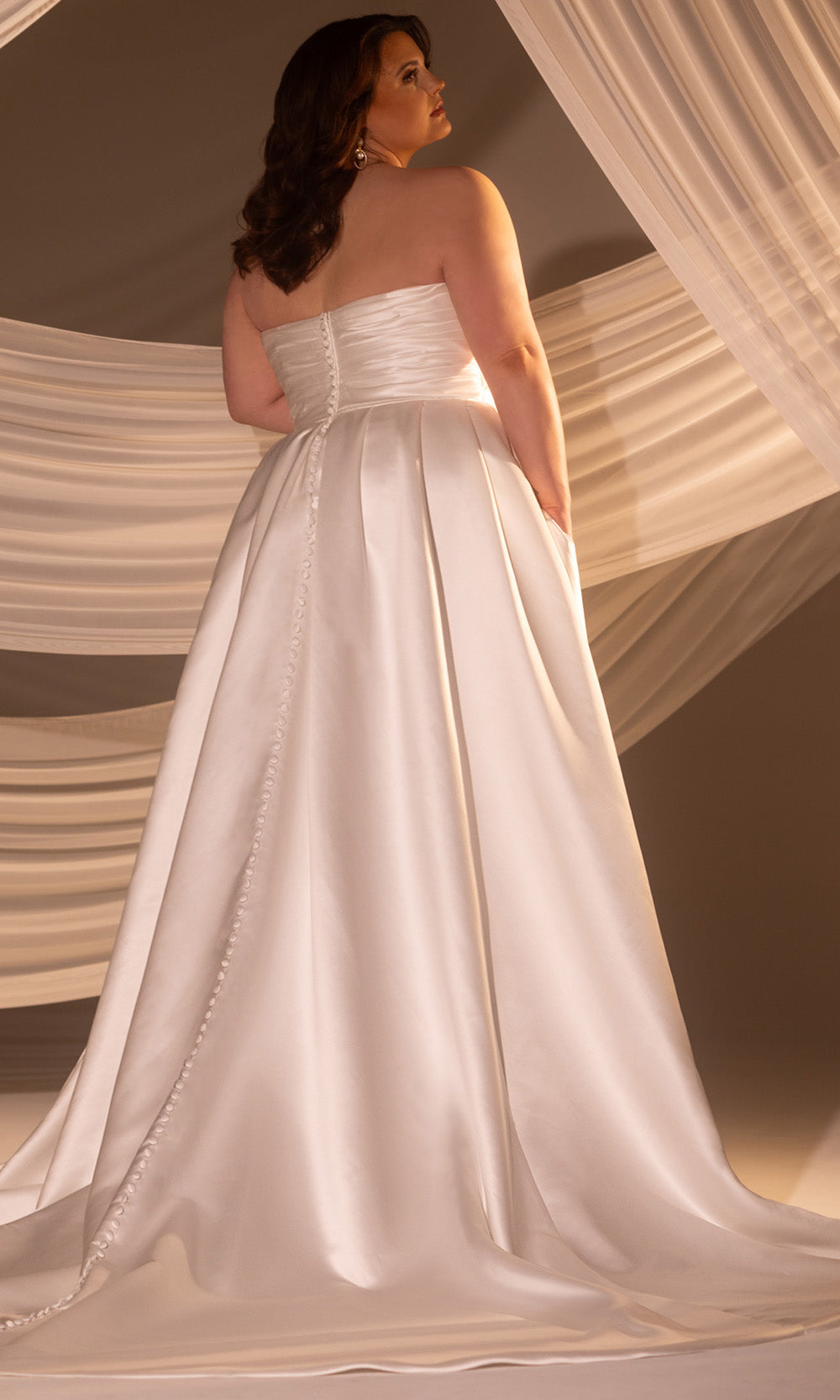 Rachel Allan RB3226 - V-Neck Wedding Gown with Overskirt Wedding Dresses