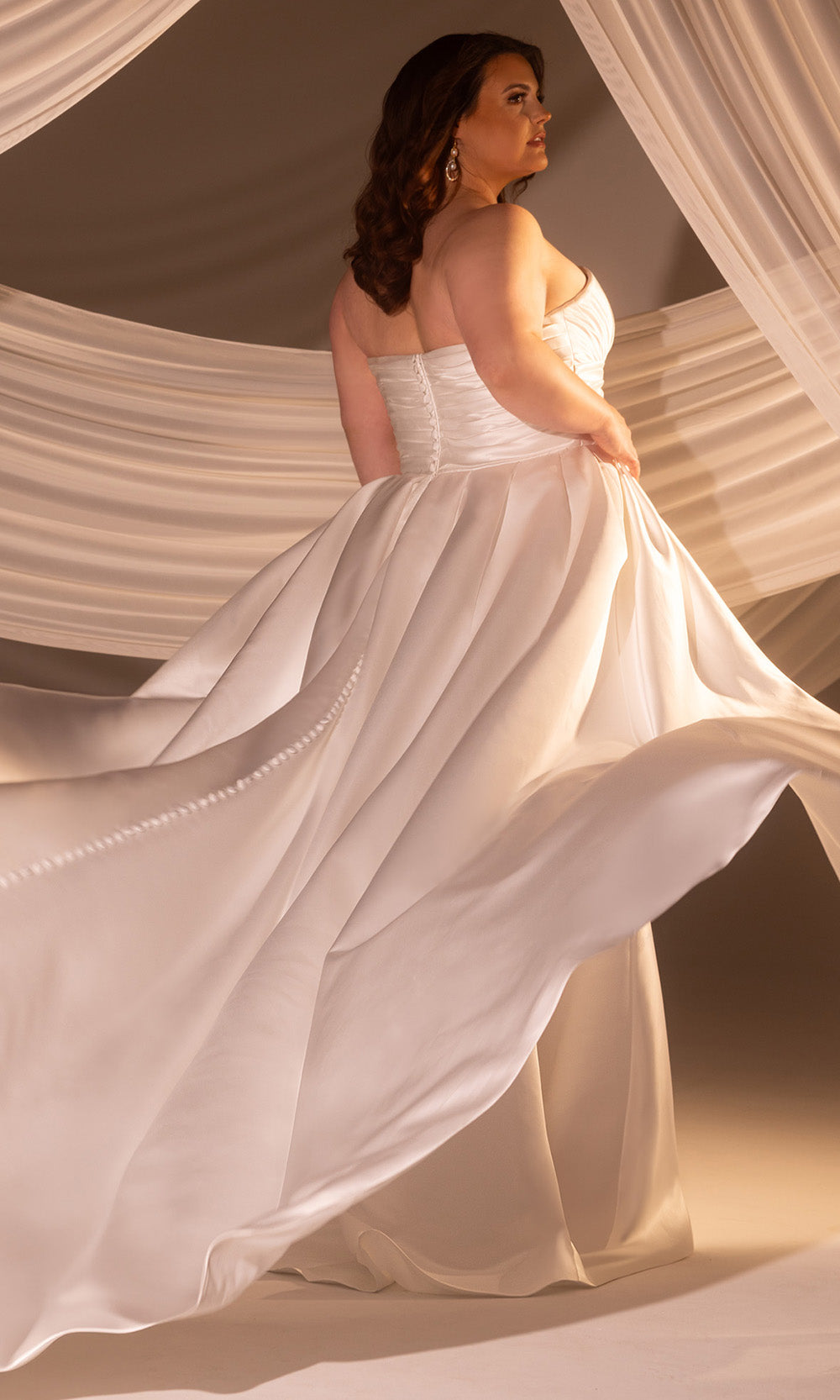 Rachel Allan RB3226 - V-Neck Wedding Gown with Overskirt Wedding Dresses