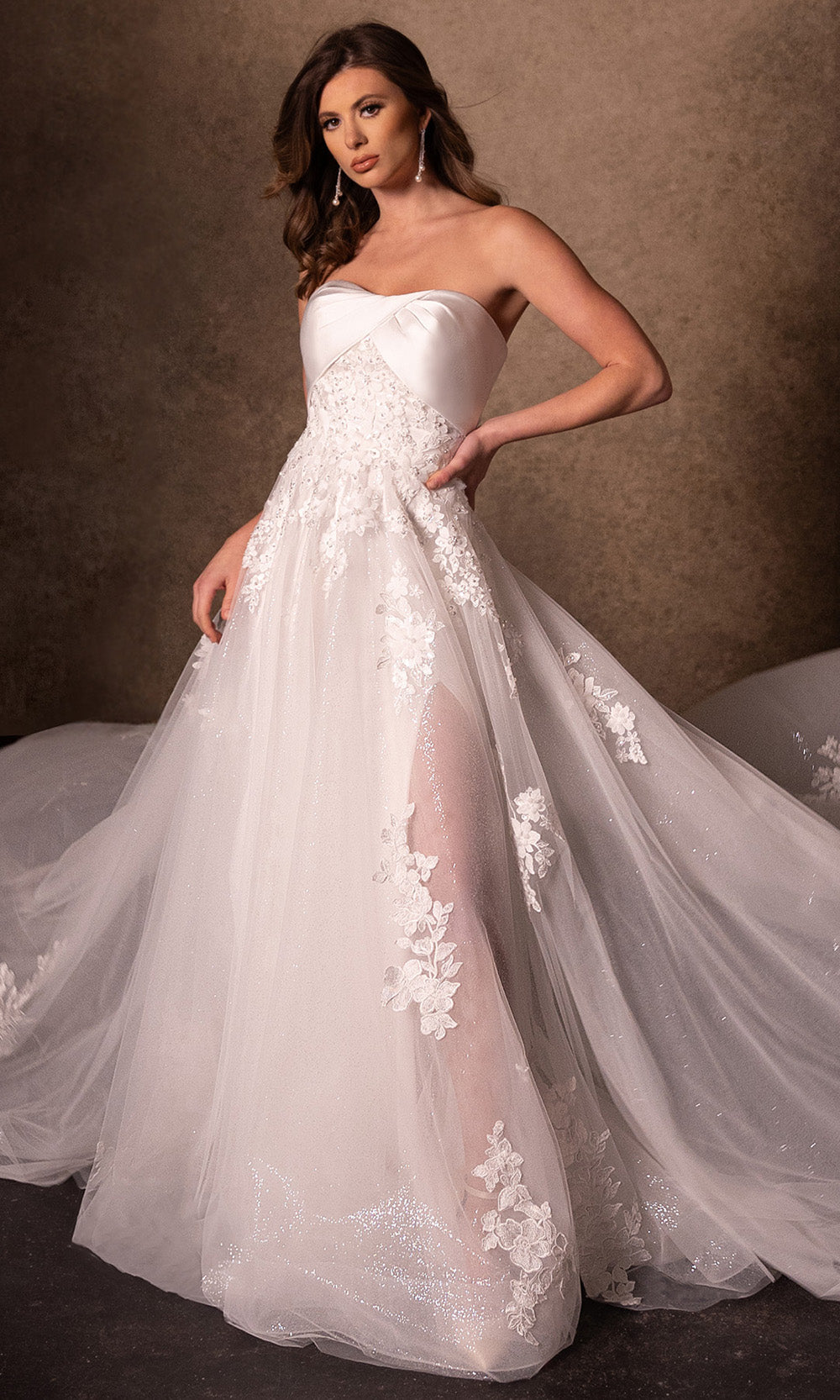 Rachel Allan RB3229 - Semi-Sweetheart Lace Slit Gown Bridal Dresses