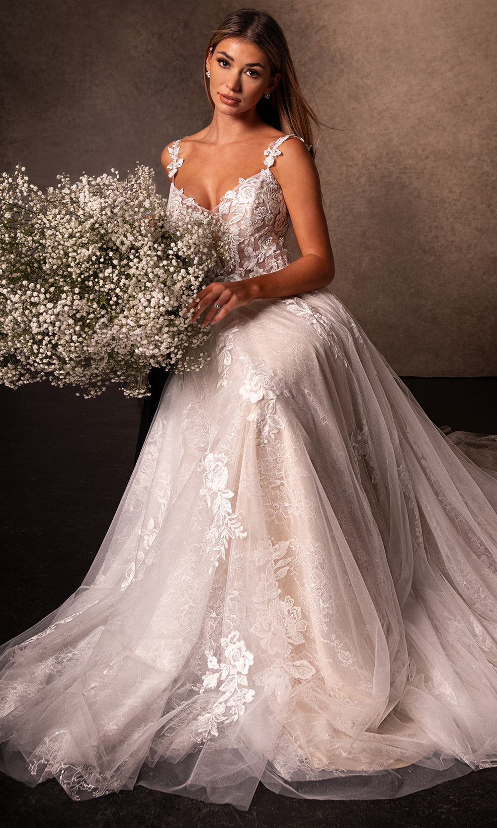 Rachel Allan RB3231 - Romantic Lace V?Neck Wedding Gown Bridal Dresses