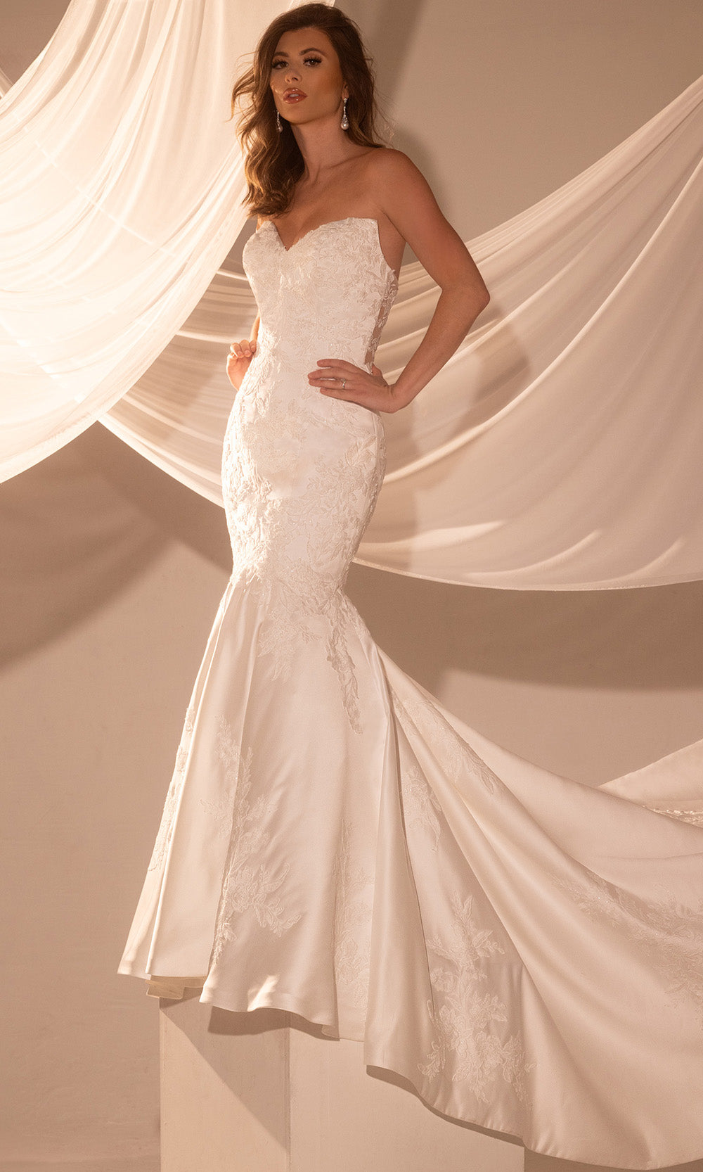 Rachel Allan Bridal RB3232 - Long Satin, Tulle Mermaid Dress