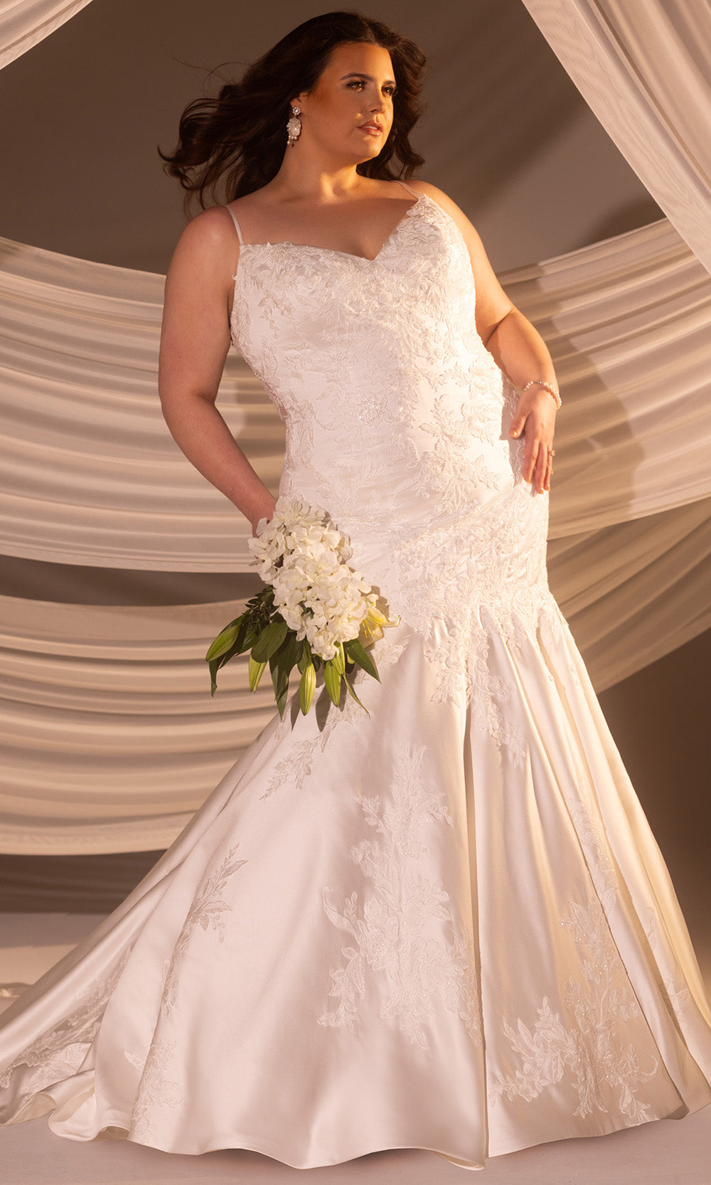 Rachel Allan RB3232 - Mermaid Skirt V-Neckline Wedding Gown Bridal Dresses