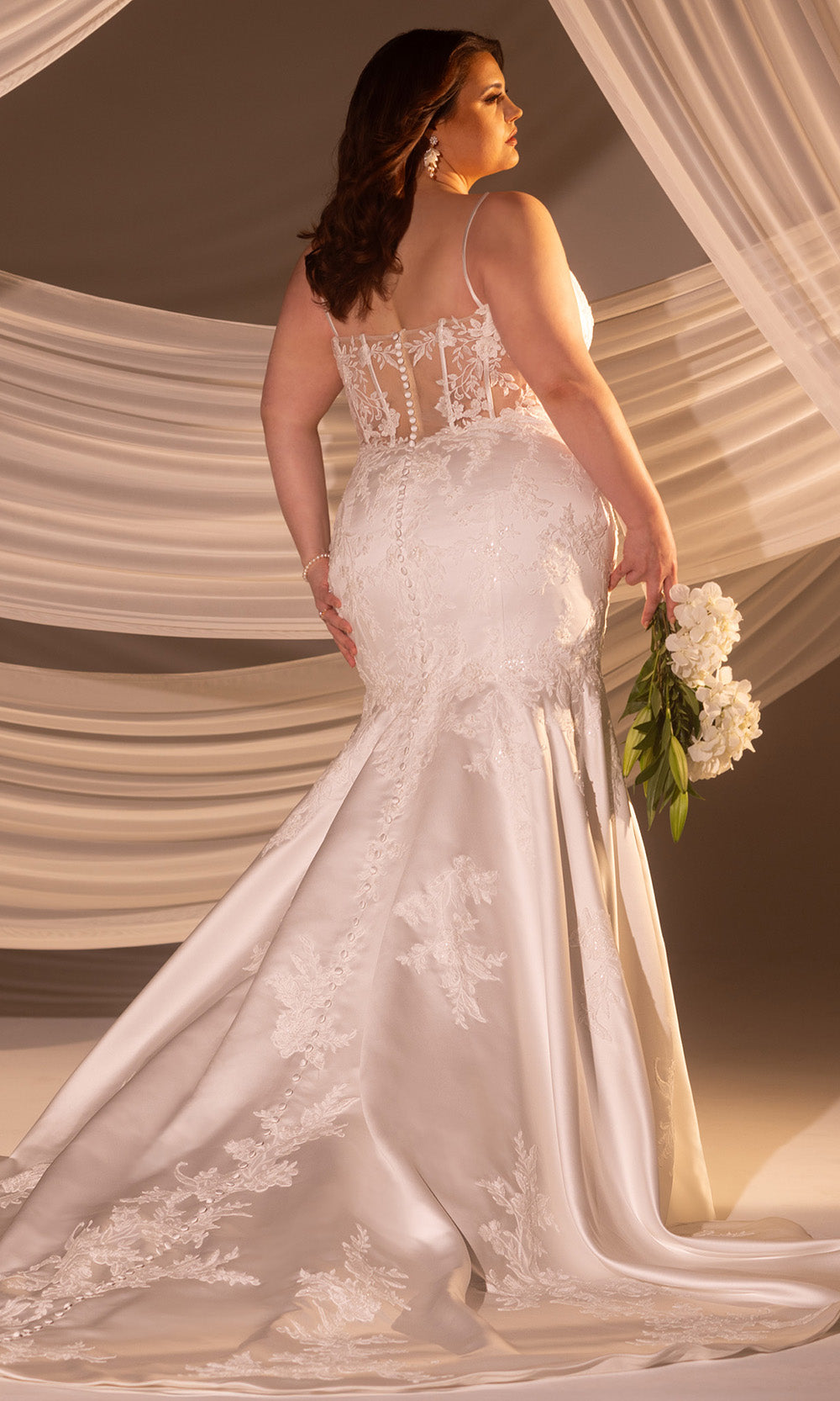 Rachel Allan RB3232 - Mermaid Skirt V-Neckline Wedding Gown Bridal Dresses