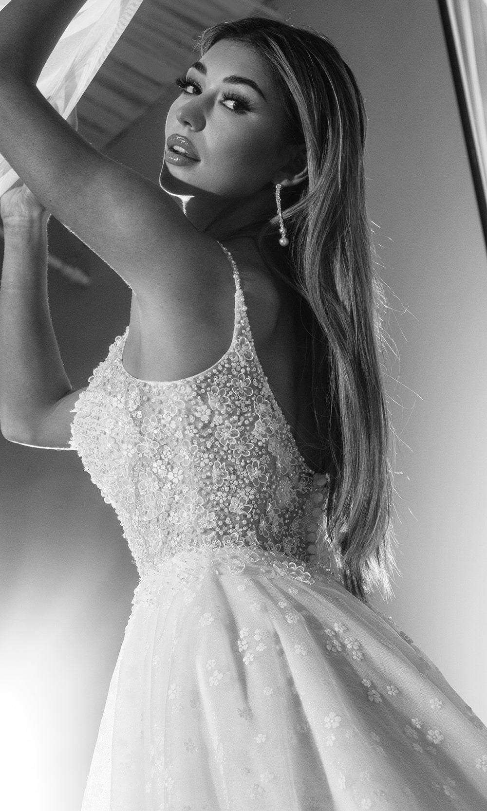 Rachel Allan RB4218 - Plunging Neck Floral Bridal Gown Wedding Dresses