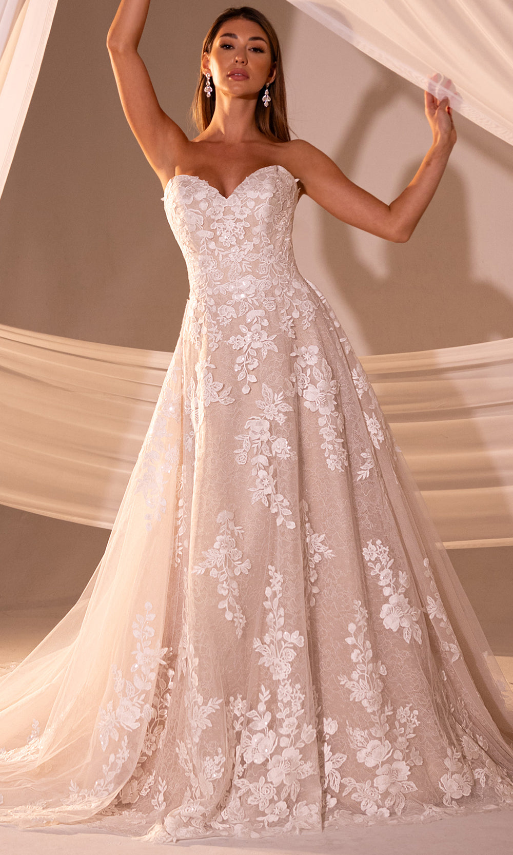 Rachel Allan RB4219 - Strapless Floral Embroidered Bridal Gown Wedding Dresses