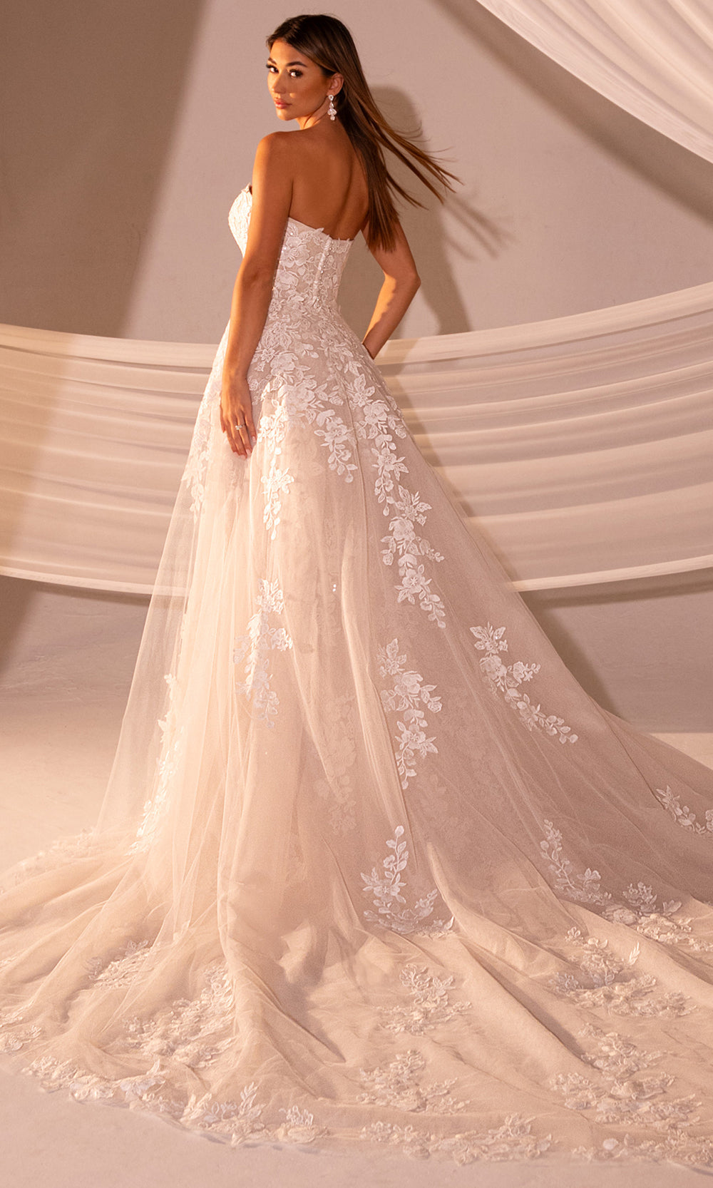 Rachel Allan RB4219 - Strapless Floral Embroidered Bridal Gown Wedding Dresses