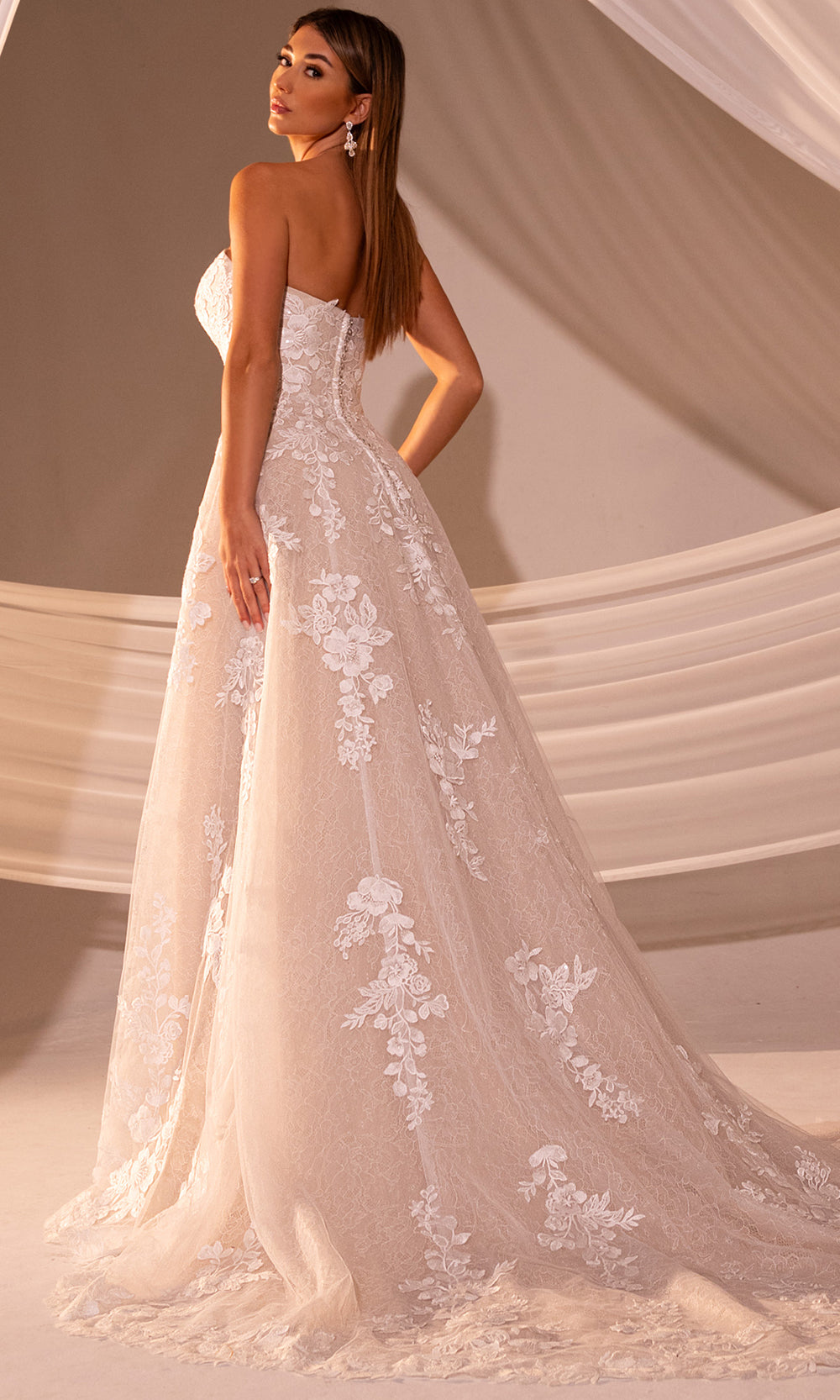 Rachel Allan RB4219 - Strapless Floral Embroidered Bridal Gown Wedding Dresses