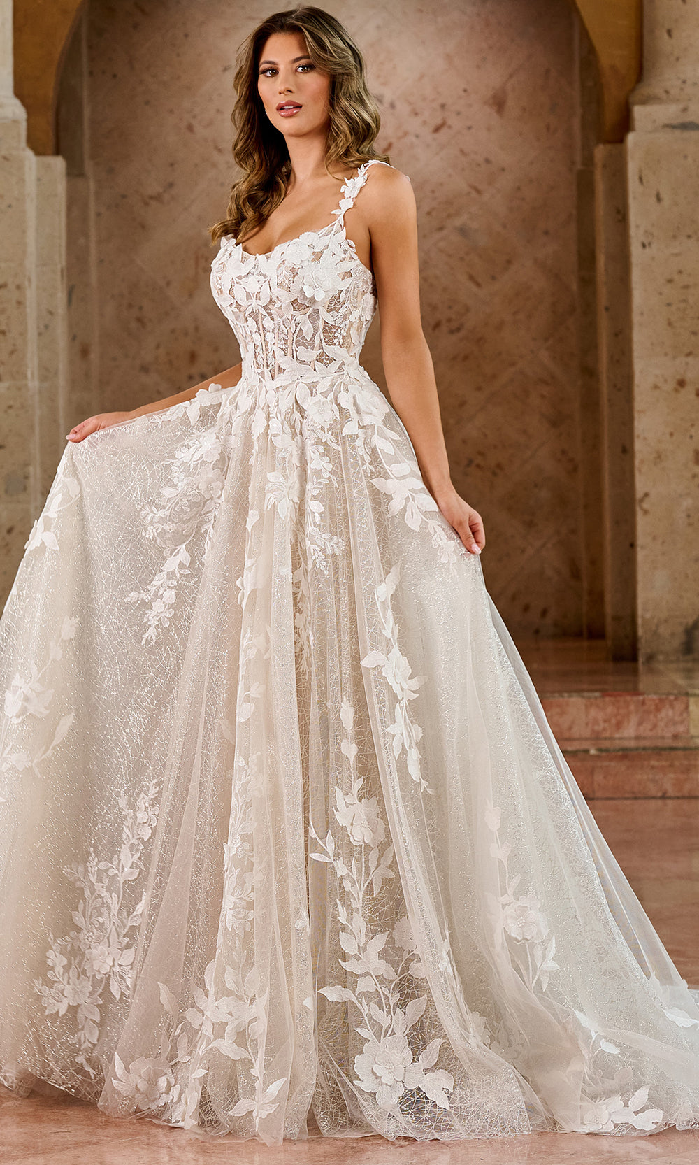 Rachel Allan RB5068 - Long Tulle, Glitter Tulle, Applique, 3D Flowers, Beading A-Line Dress - Illusion Corset Bodice, Sleeveless, 3D Floral Applique, Sequins, Embroidery, Open Back, Lace-Up Closure, Court Train ADASA Rachel Allan RB5068 - Long Tulle, Glitter Tulle, Applique, 3D Flowers, Beading A-Line Dress - Illusion Corset Bodice, Sleeveless, 3D Floral Applique, Sequins, Embroidery, Open Back, Lace-Up Closure, Court Train ADASA