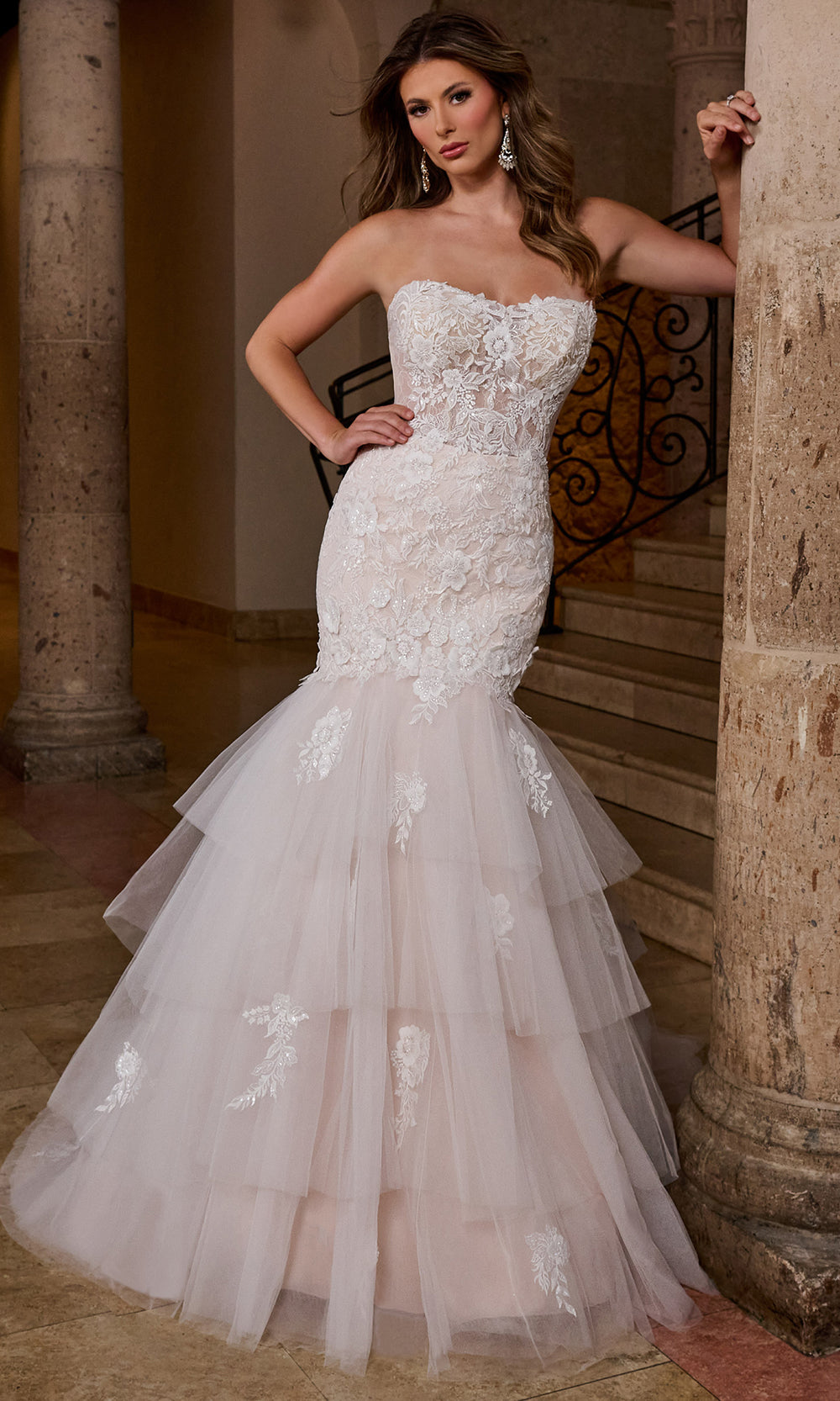 Rachel Allan RB5085 - Embroidered Tiered Mermaid Bridal Gown Wedding Dresses