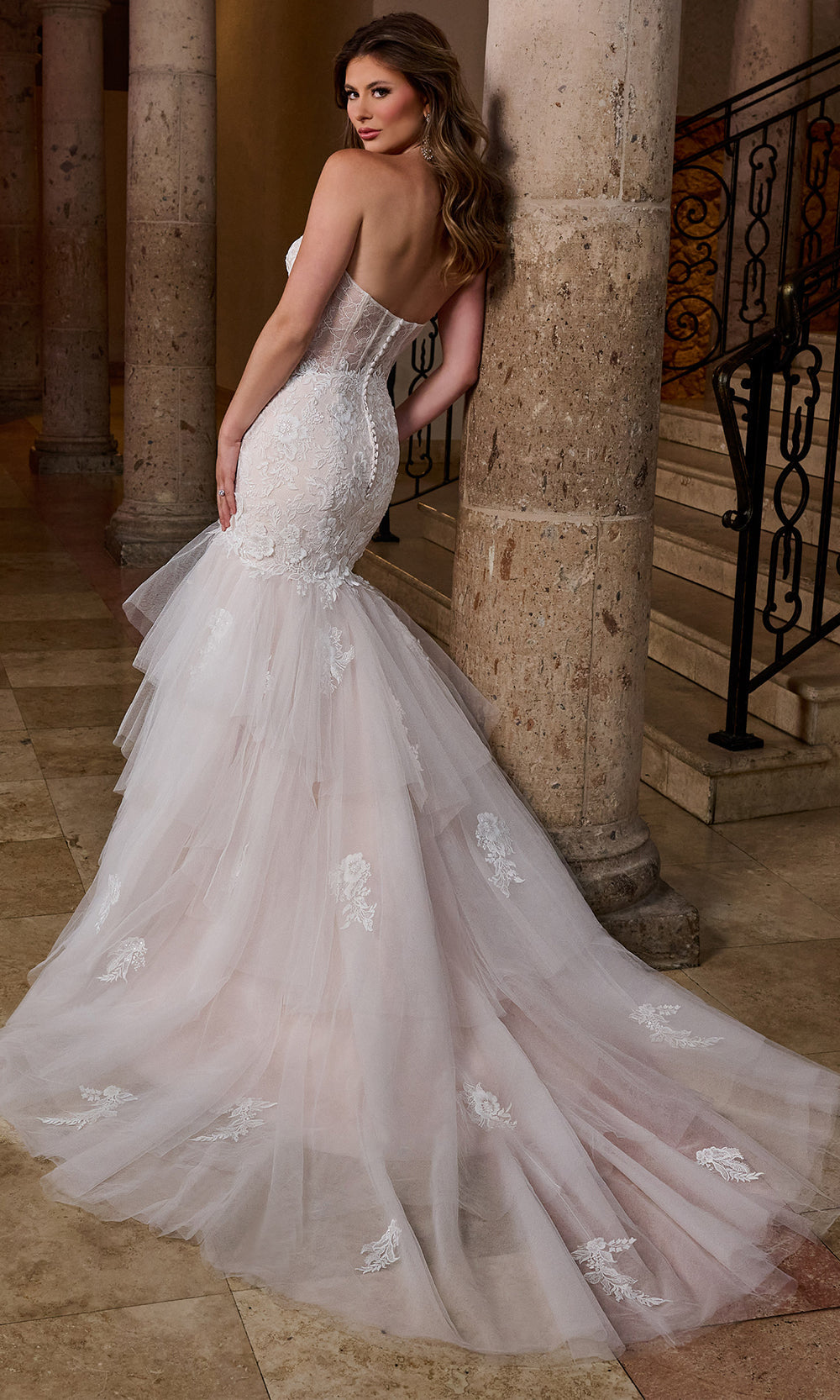 Rachel Allan RB5085 - Embroidered Tiered Mermaid Bridal Gown Wedding Dresses