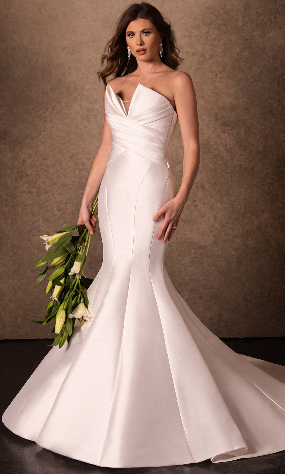 Rachel Allan RB5106 - V-Neckline Pleated Wedding Gown Bridal Dresses