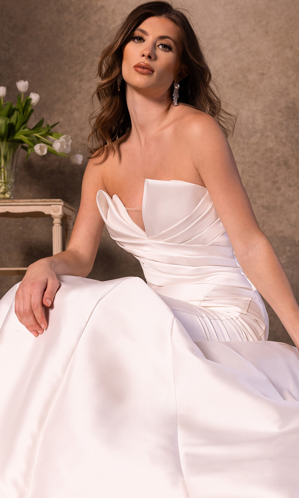 Rachel Allan RB5106 - V-Neckline Pleated Wedding Gown Bridal Dresses