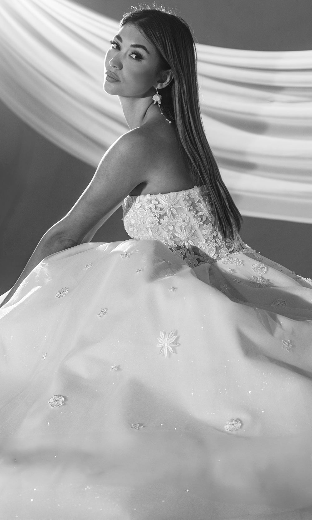 Rachel Allan RB6178 - Layered Tulle Gown with Floral Appliques Wedding Dresses